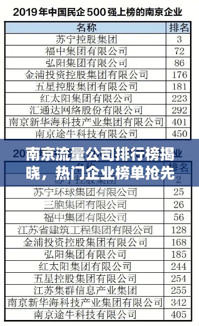 南京流量公司排行榜揭晓,热门企业榜单抢先看!